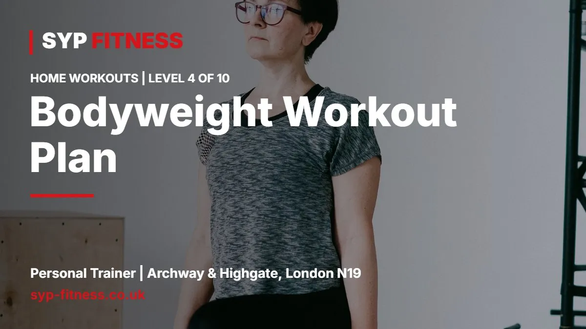 Person doing a reverse lunge at home - Bodyweight Workout Plan for Strength: Level 4, SYP Fitness personal trainer Archway N19