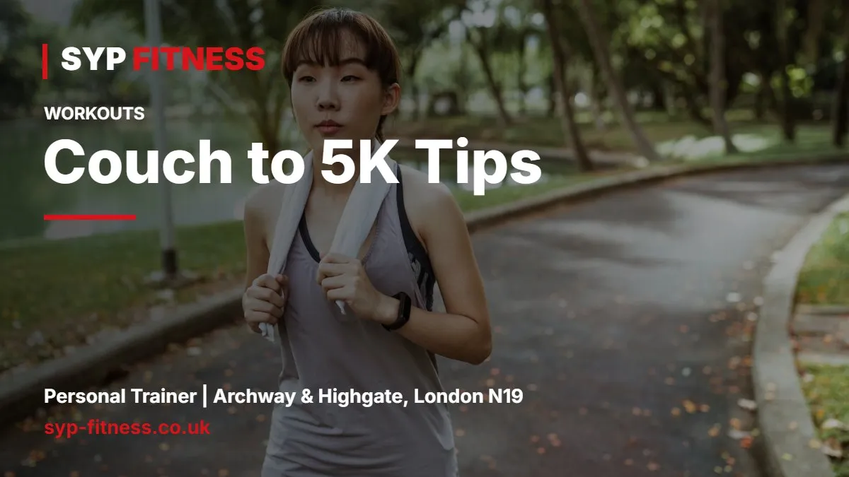 Beginner runner jogging on a park path in autumn - Couch to 5K Tips: How to Actually Finish All 9 Weeks, SYP Fitness personal trainer Archway N19