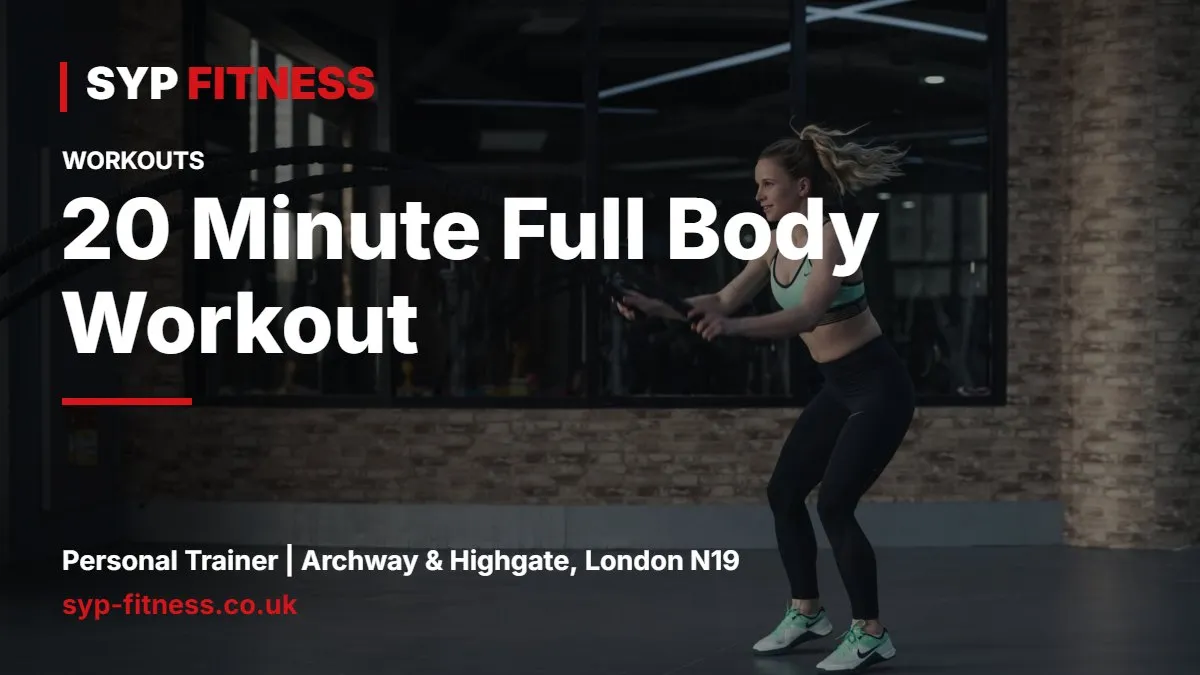Man doing dumbbell squats with a timer on a phone in a gym - 20 Minute Full Body Workout: Gym and Home Versions, SYP Fitness personal trainer Archway N19