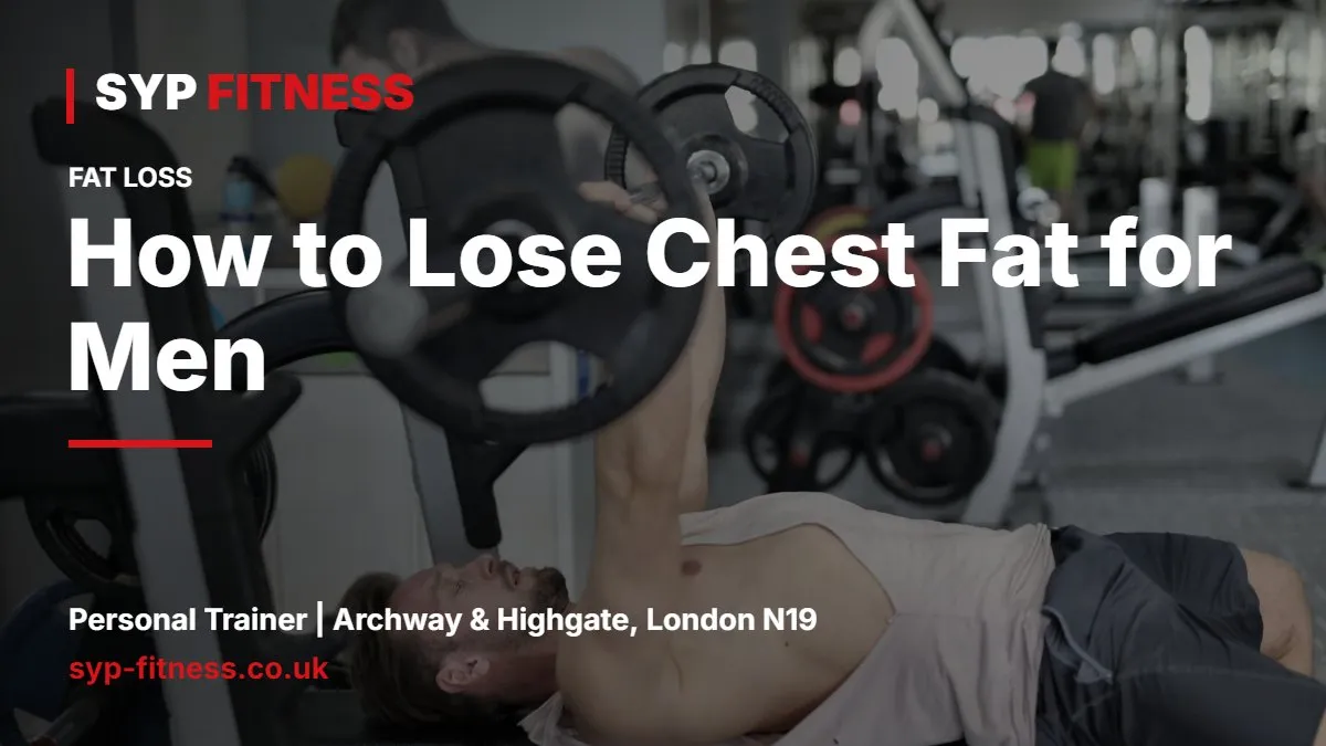 Man doing a dumbbell bench press on a flat bench in a gym - How to Lose Chest Fat for Men: Fat or Gynaecomastia?, SYP Fitness personal trainer Archway N19