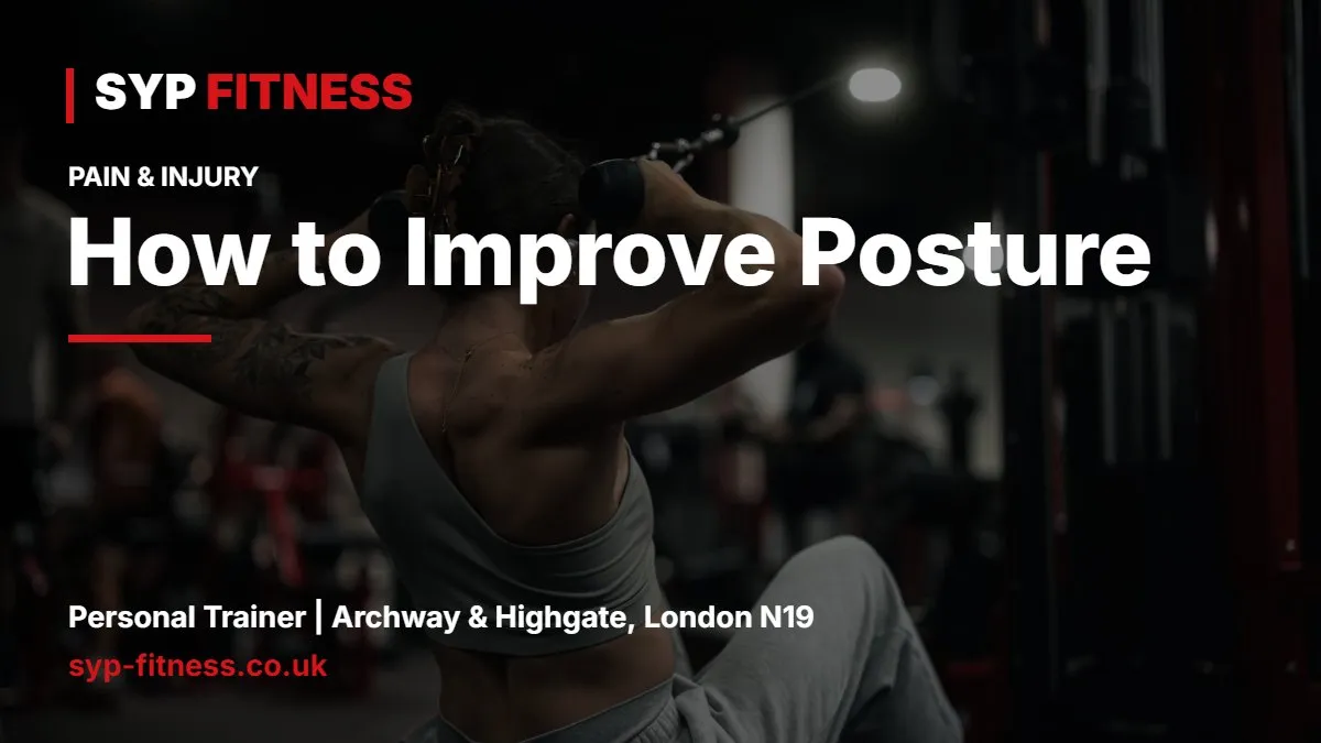 Woman doing a cable face pull in a bright gym - How to Improve Posture: Exercises for Upper Back and Hips, SYP Fitness personal trainer Archway N19