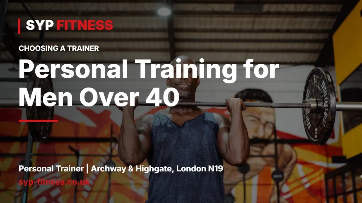 Man in his forties doing a dumbbell Romanian deadlift with a coach watching his form - Personal Training for Men Over 40: Build Muscle, Spare Joints, SYP Fitness personal trainer Archway N19