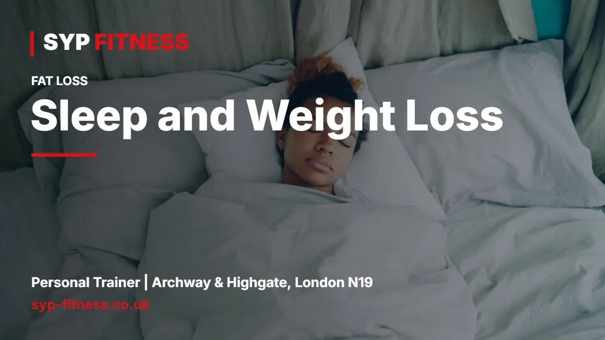 Woman sleeping peacefully in a dark bedroom with white bedding - Sleep and Weight Loss: Why Tired Bodies Hold On to Fat, SYP Fitness personal trainer Archway N19
