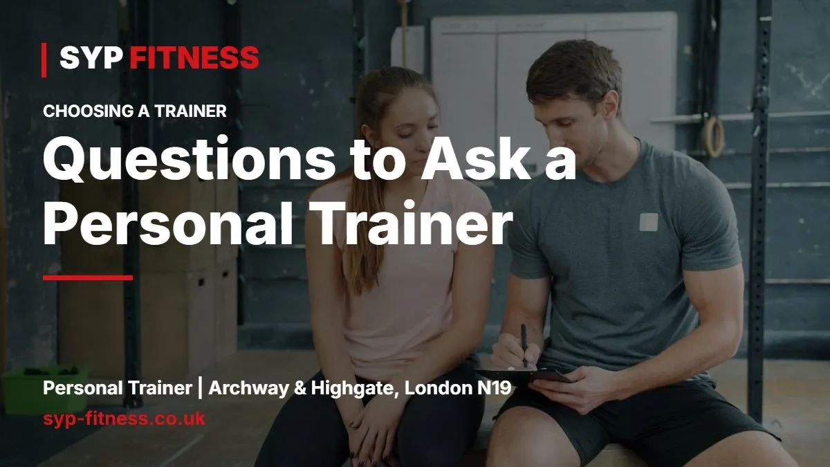 Woman asking a personal trainer questions while holding a clipboard in a gym - Questions to Ask a Personal Trainer Before You Hire, SYP Fitness personal trainer Archway N19