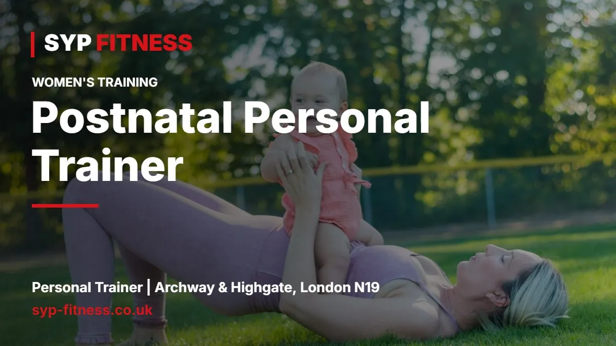 New mum doing a gentle glute bridge on a mat with her baby beside her - Postnatal Personal Trainer: A Safe Return to Exercise, SYP Fitness personal trainer Archway N19