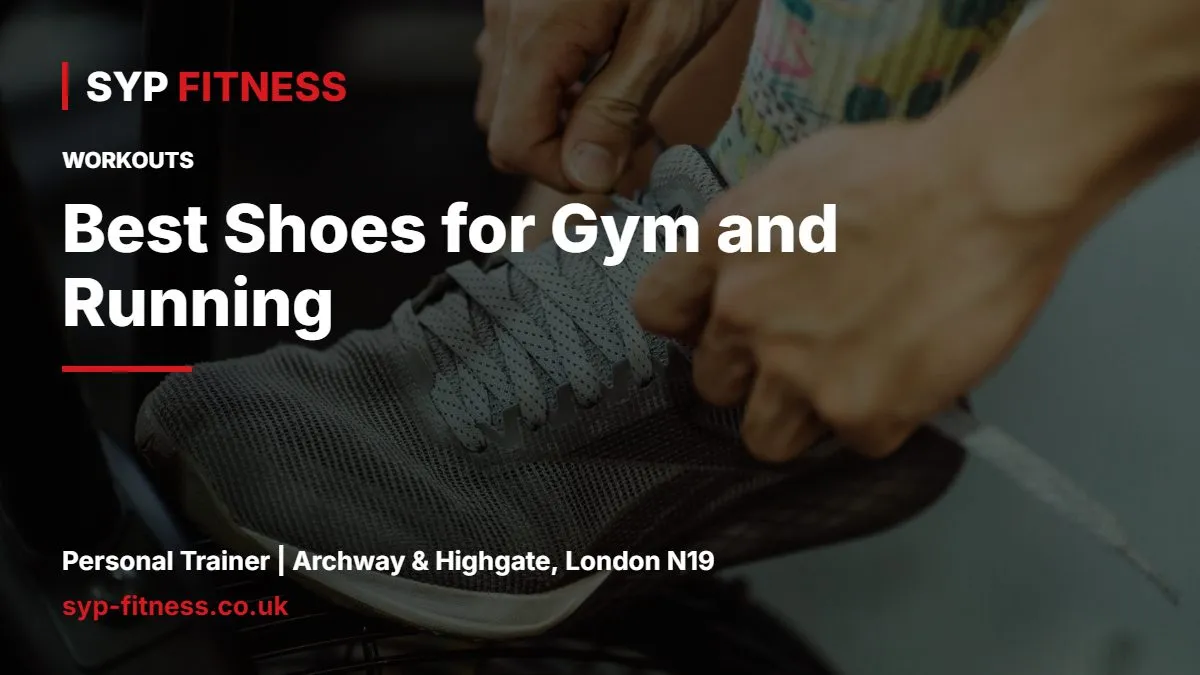 Hands tying the laces of a grey training shoe - Best Shoes for Gym and Running: Can One Pair Do Both?, SYP Fitness personal trainer Archway N19