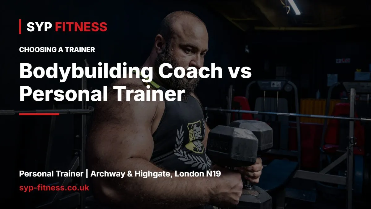 Bodybuilder lifting heavy dumbbells in a gym - Bodybuilding Coach vs Personal Trainer: Which Do You Need?, SYP Fitness personal trainer Archway N19