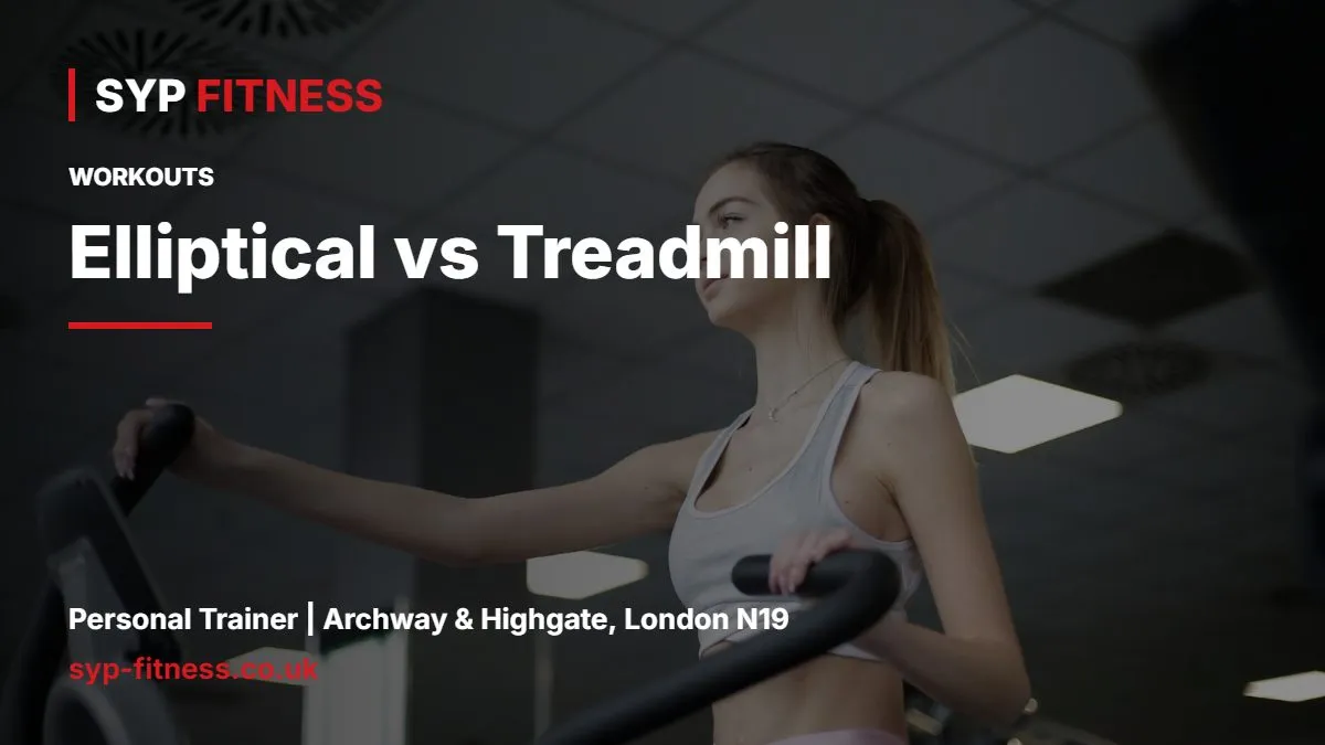 Woman working out on an elliptical trainer - Elliptical vs Treadmill: Which Is Better for You?, SYP Fitness personal trainer Archway N19
