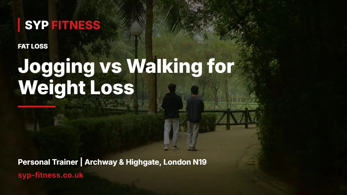 Two people walking on a park path - Jogging vs Walking for Weight Loss: Which Works Better?, SYP Fitness personal trainer Archway N19