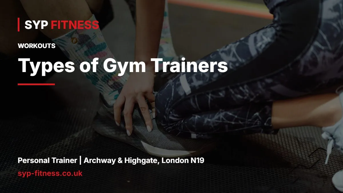 People tying training shoes on a gym floor - Types of Gym Trainers: Which Shoe Suits Your Training?, SYP Fitness personal trainer Archway N19