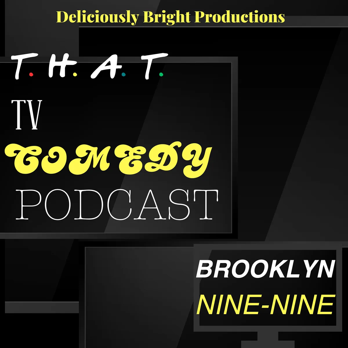 Black background white text - That TV Comedy Podcast. On a shadow of a tv screen text -The Office (US)