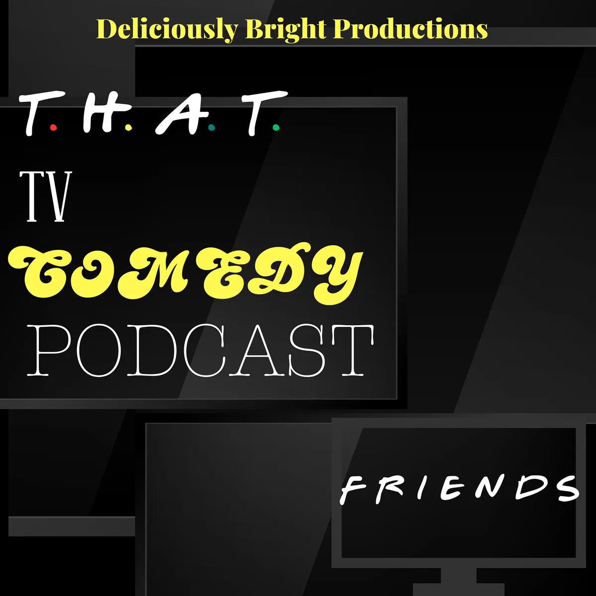 Black background white text - That TV Comedy Podcast. On a shadow of a tv screen text -The Office (US)