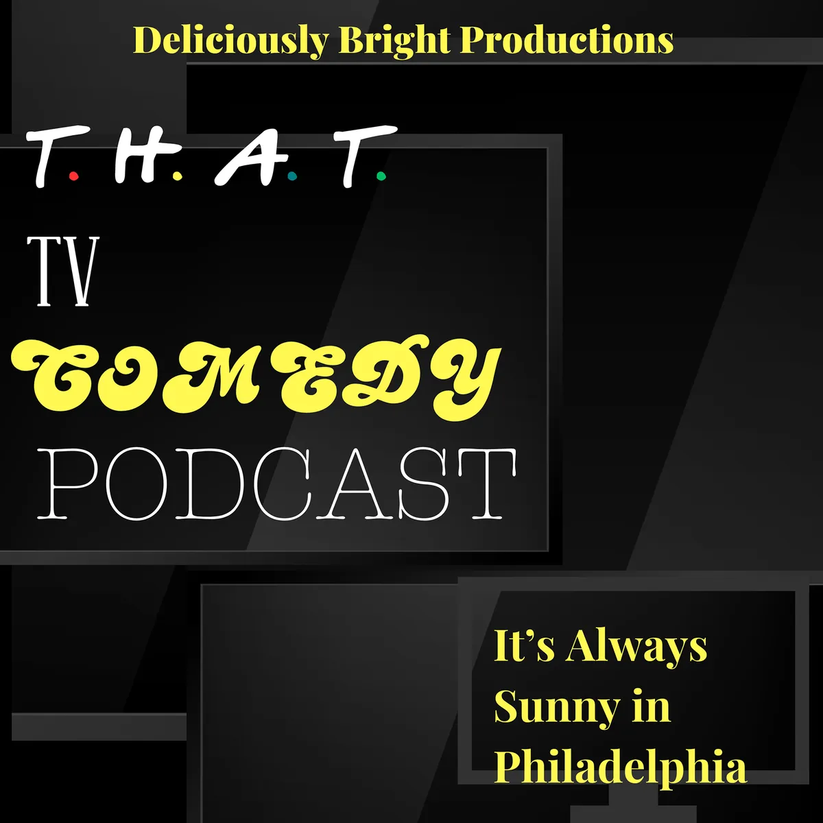 Black background white text - That TV Comedy Podcast. On a shadow of a tv screen text -The Office (US)