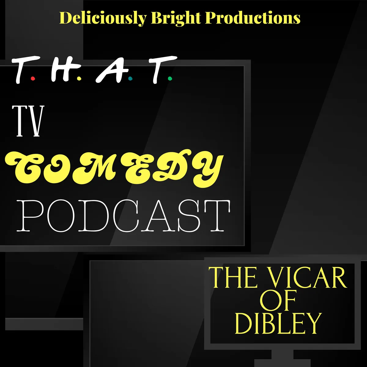 Black background white text - That TV Comedy Podcast. On a shadow of a tv screen text -The Office (US)