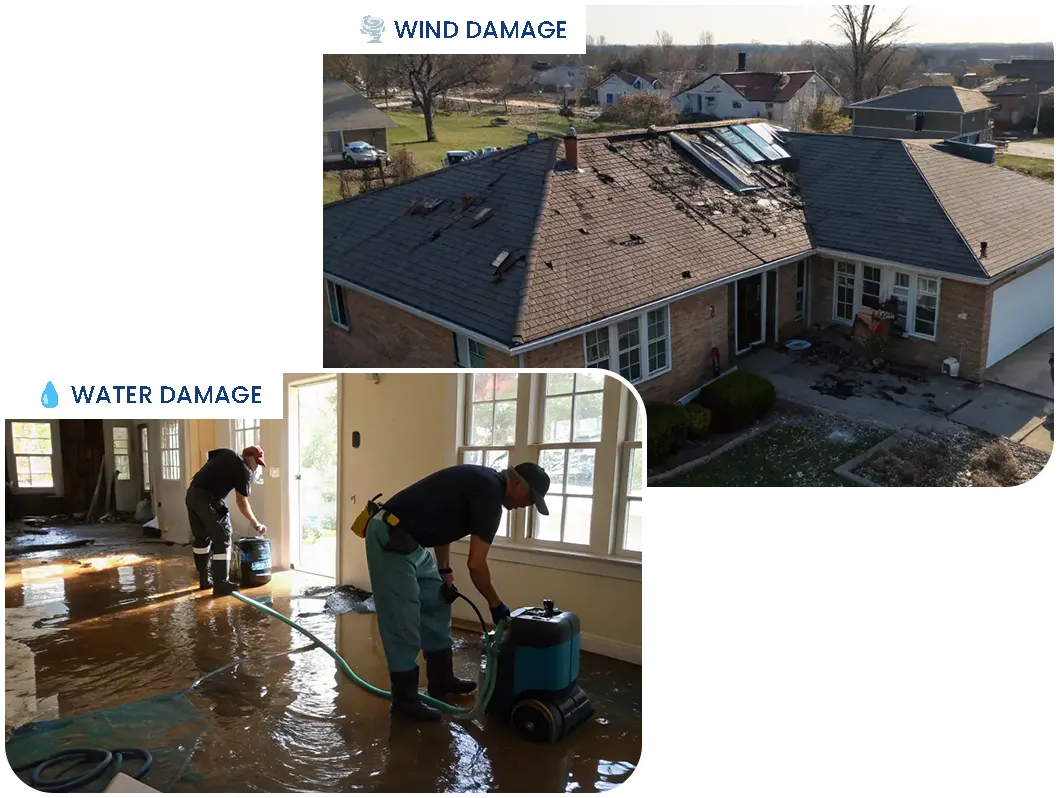 Wind Damage and Water Damage Images