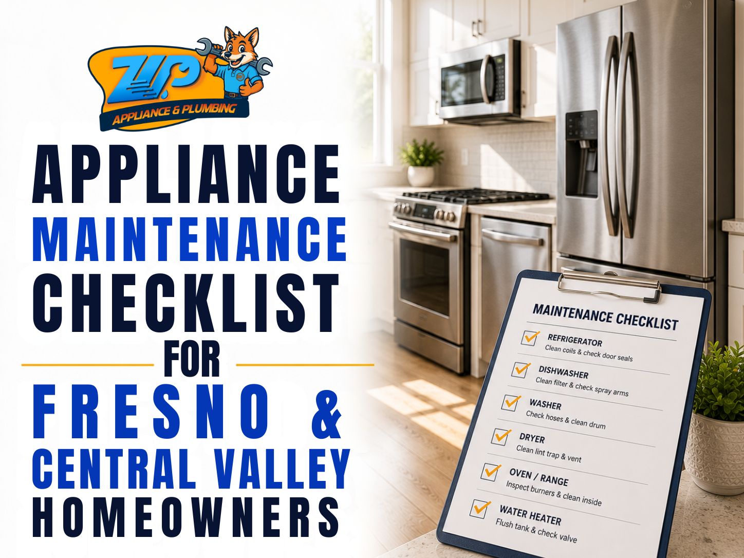 Technician with appliance checklist in modern kitchen