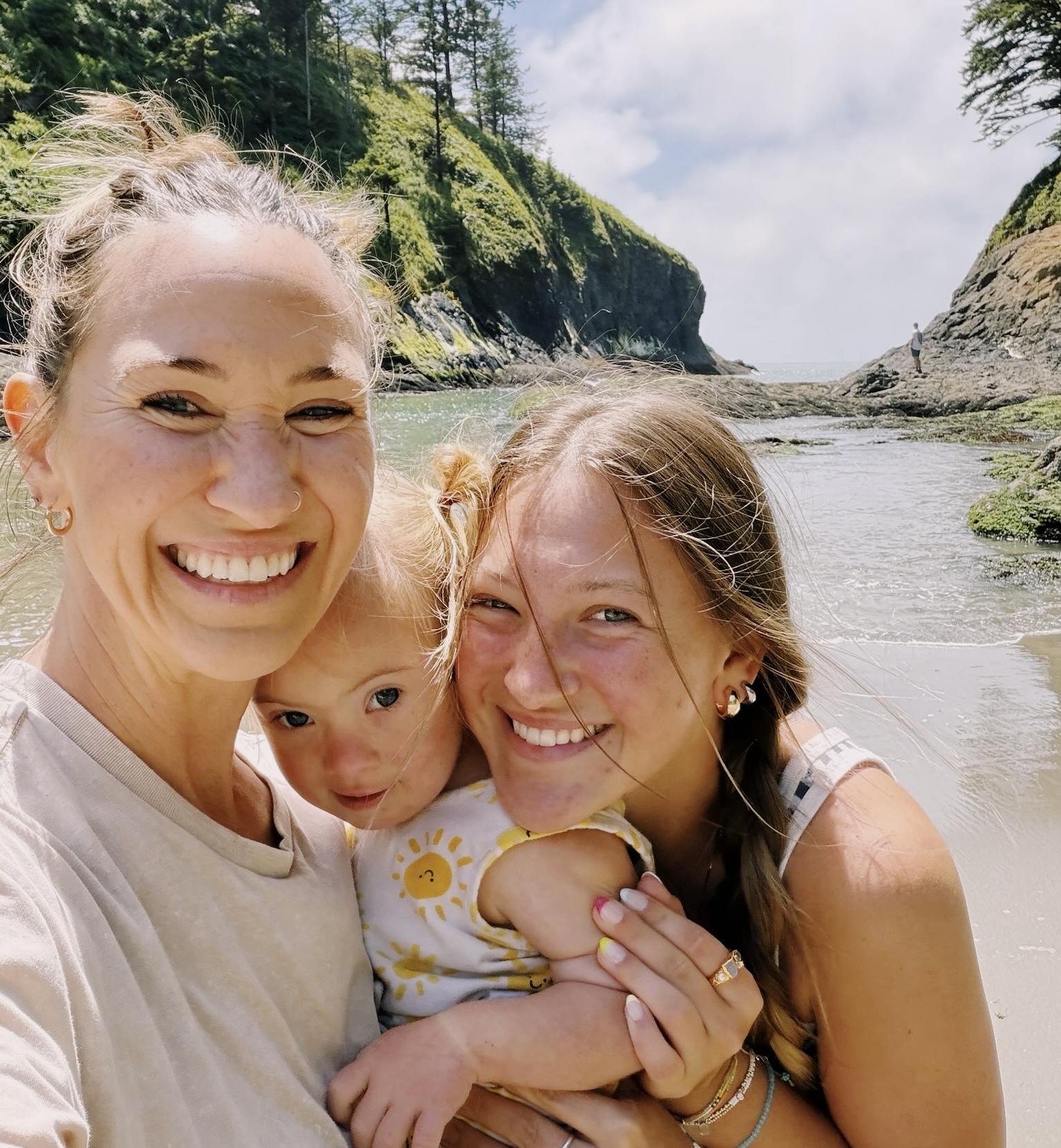 Britni and Edie at the coast with Dottie