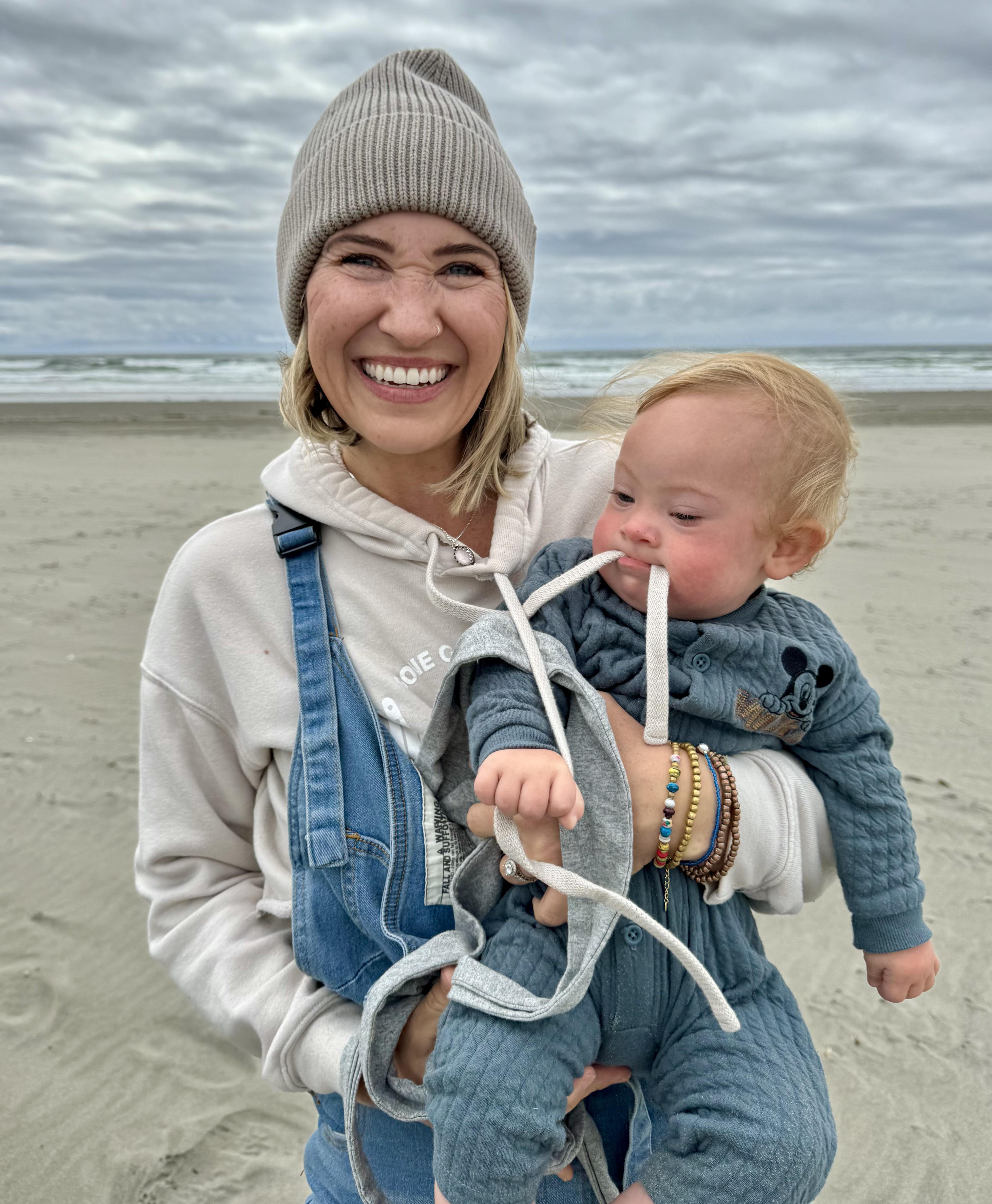 Britni with Dottie at the beach