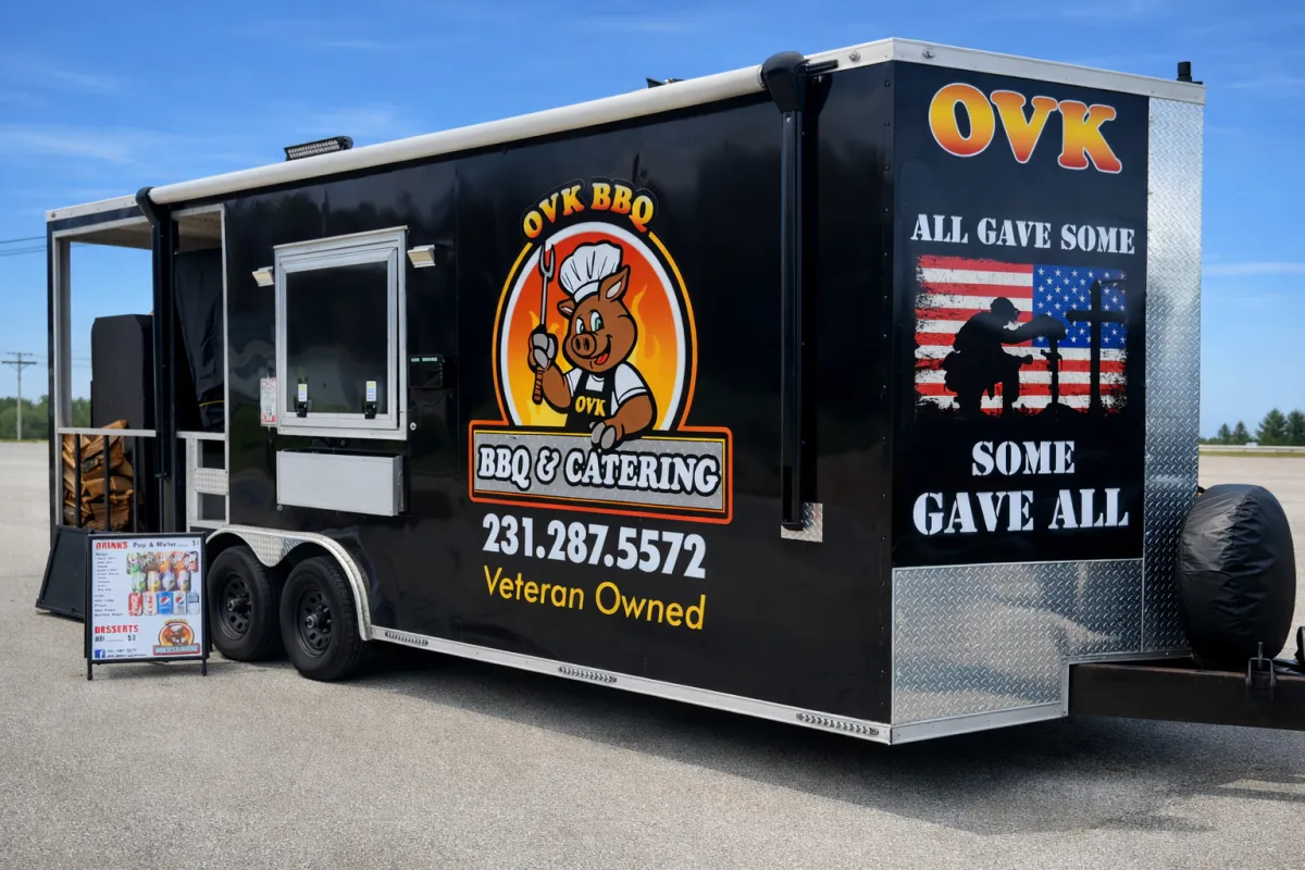 Muskegon catering service with slow-smoked barbecue, fresh sides, and professional setup for weddings and events.