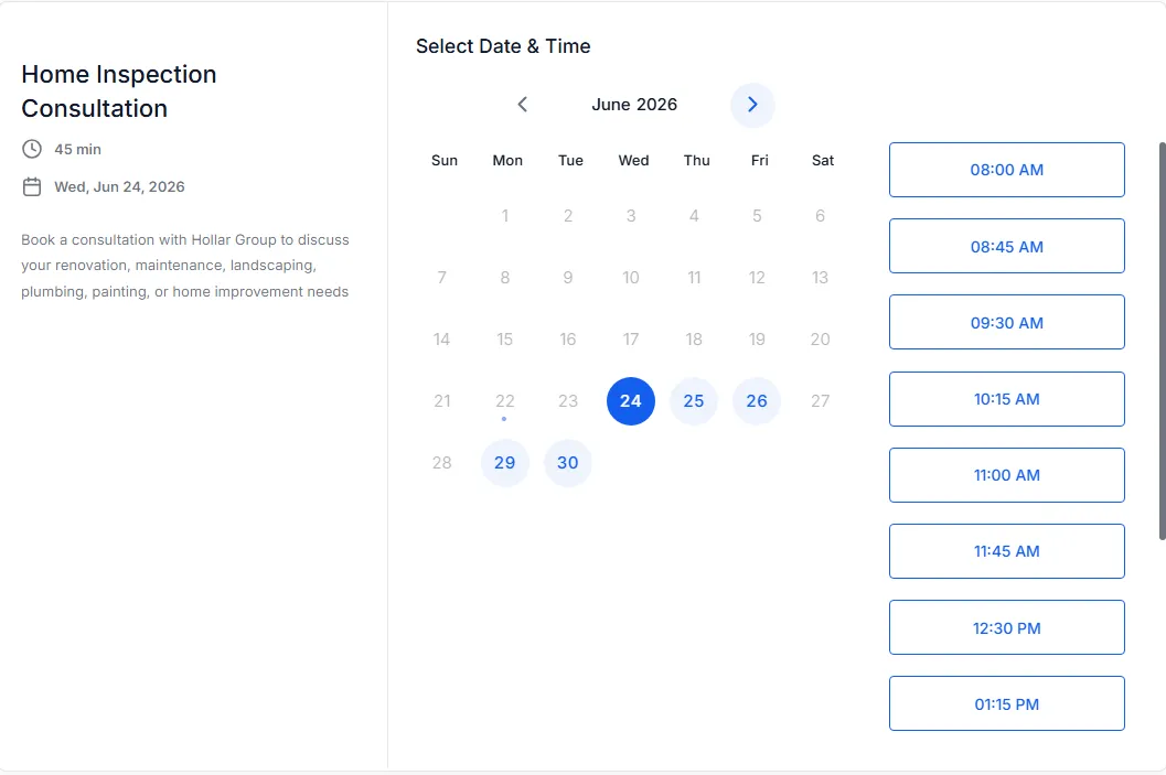 Live Booking Experience Screenshot