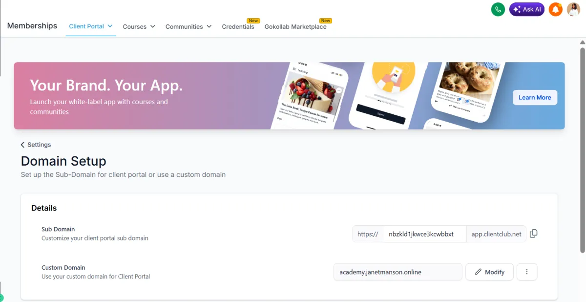 Client Dashboard Screenshot