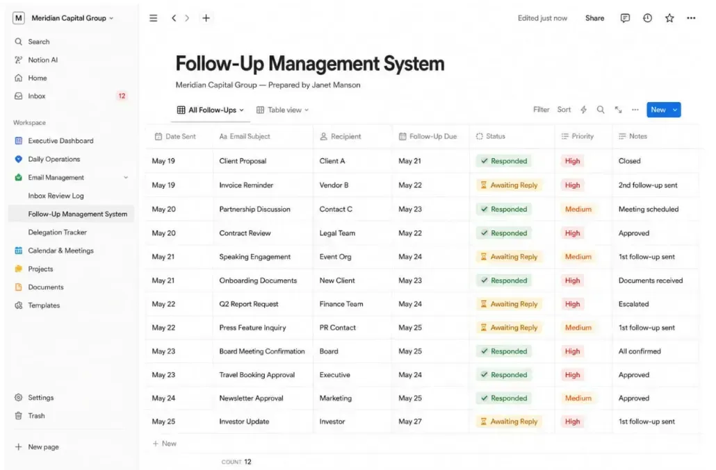 Notion Follow-up Database