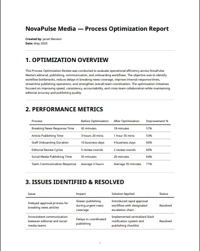 Optimization Report Page 1