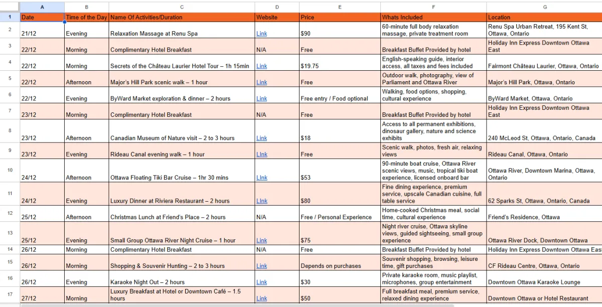 Daily Schedule Preview