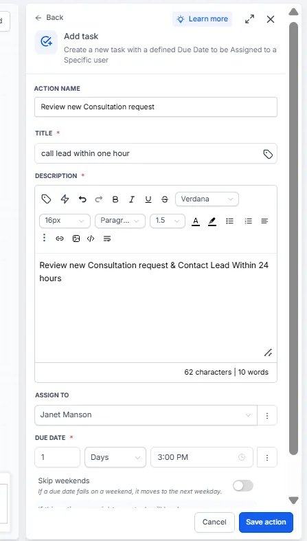 Internal Task Screenshot