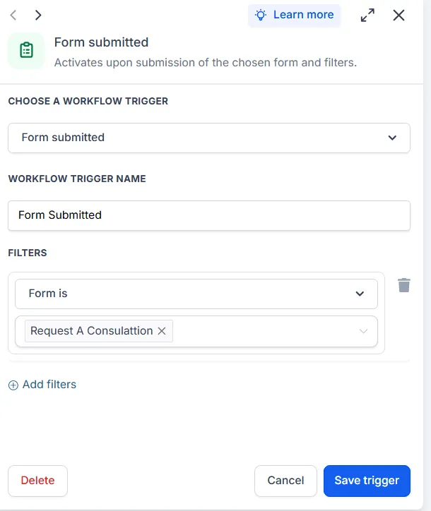 Automation Trigger Screenshot