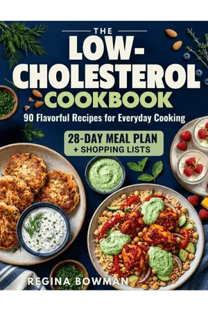 The Low-Cholesterol Cookbook cover by Regina Bowman. 90 Heart-Healthy, High-Fiber, Low-Sodium Recipes with a 28-Day Meal Plan and Shopping Lists