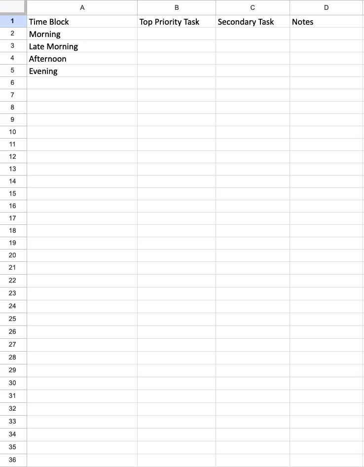 Lifestyle Tracker Spreadsheet