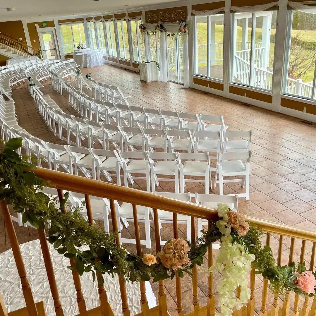 Reception room at Morningside Inn with seating for presentation banquet