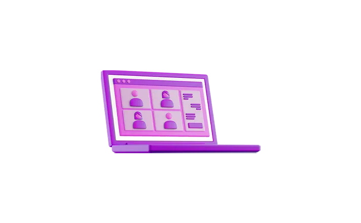 3d illustration laptop online video meeting