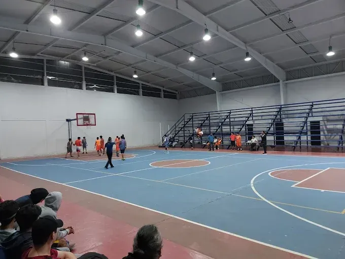 People lying down in a circle formation on a court