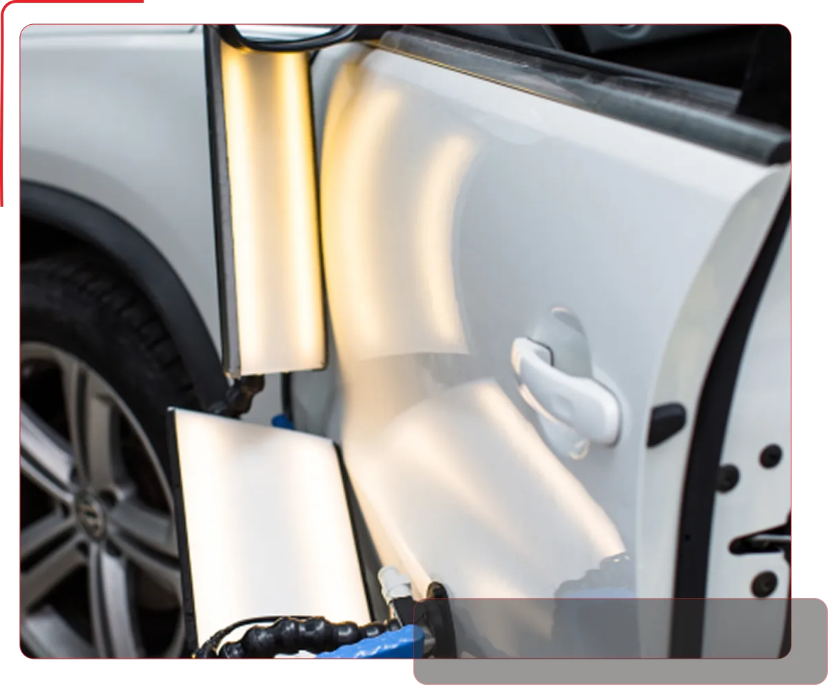 Door dings and car door panels being fixed with PDR
