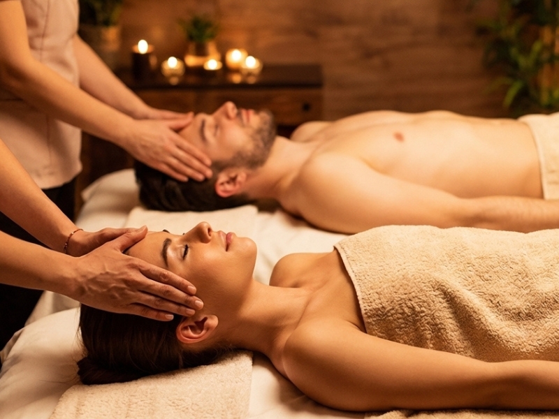 Couples massage in San Francisco combining stretching and oil massage