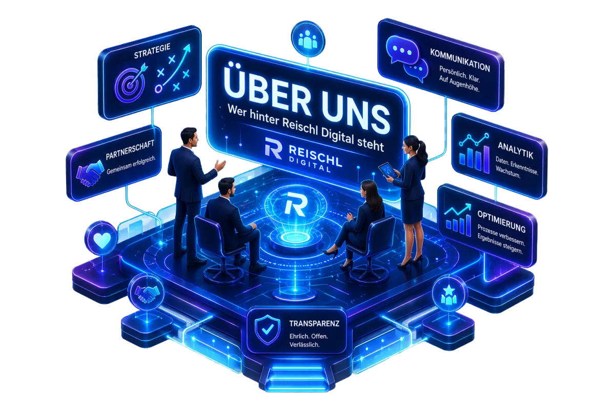 Futuristische Visualisierung digitaler Zusammenarbeit für Handwerksbetriebe