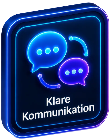Futuristisches Icon für klare Kommunikation und transparente Zusammenarbeit