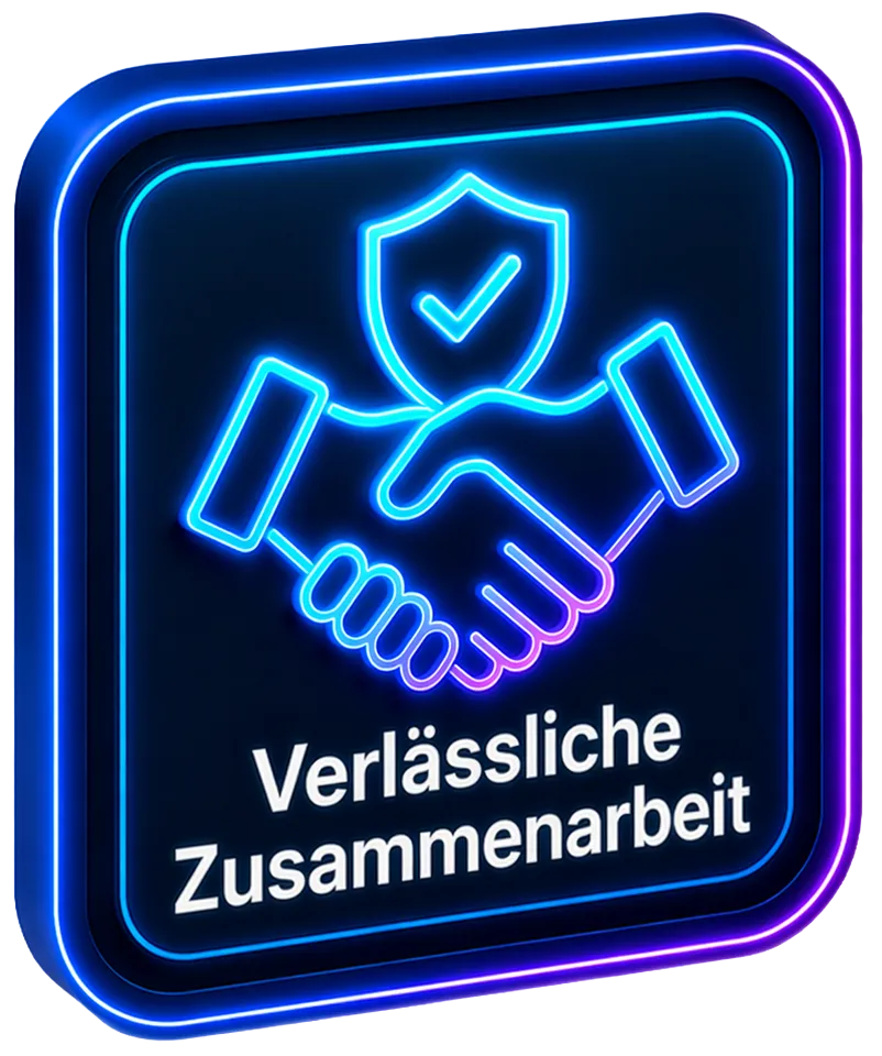 Futuristisches Icon für verlässliche Zusammenarbeit und strukturierte Betreuung