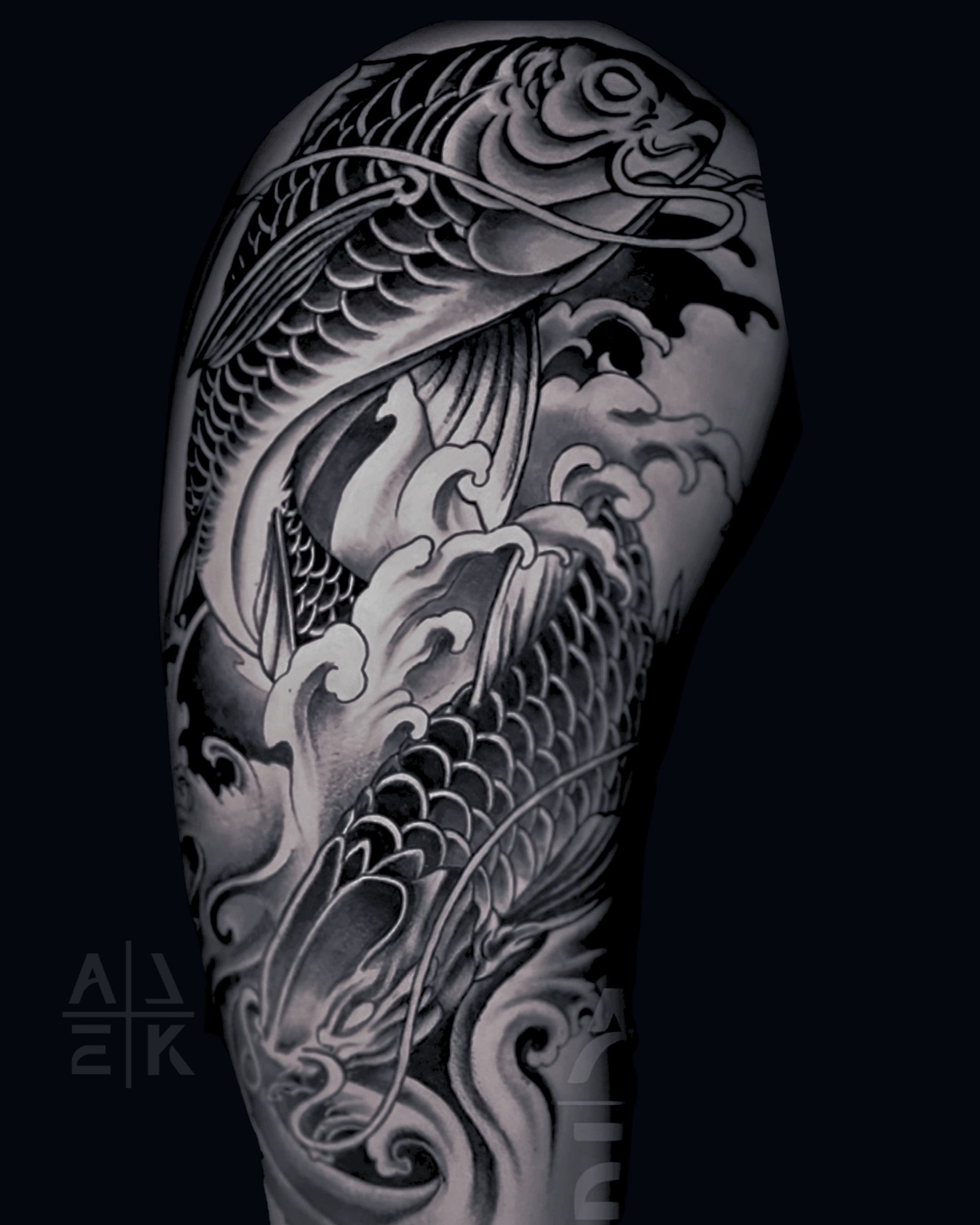 “Hyper-realistic color snake shoulder tattoo with 3D scales, detailed texture, and full cover-up by Alek the Saint, Oceanside, Ca