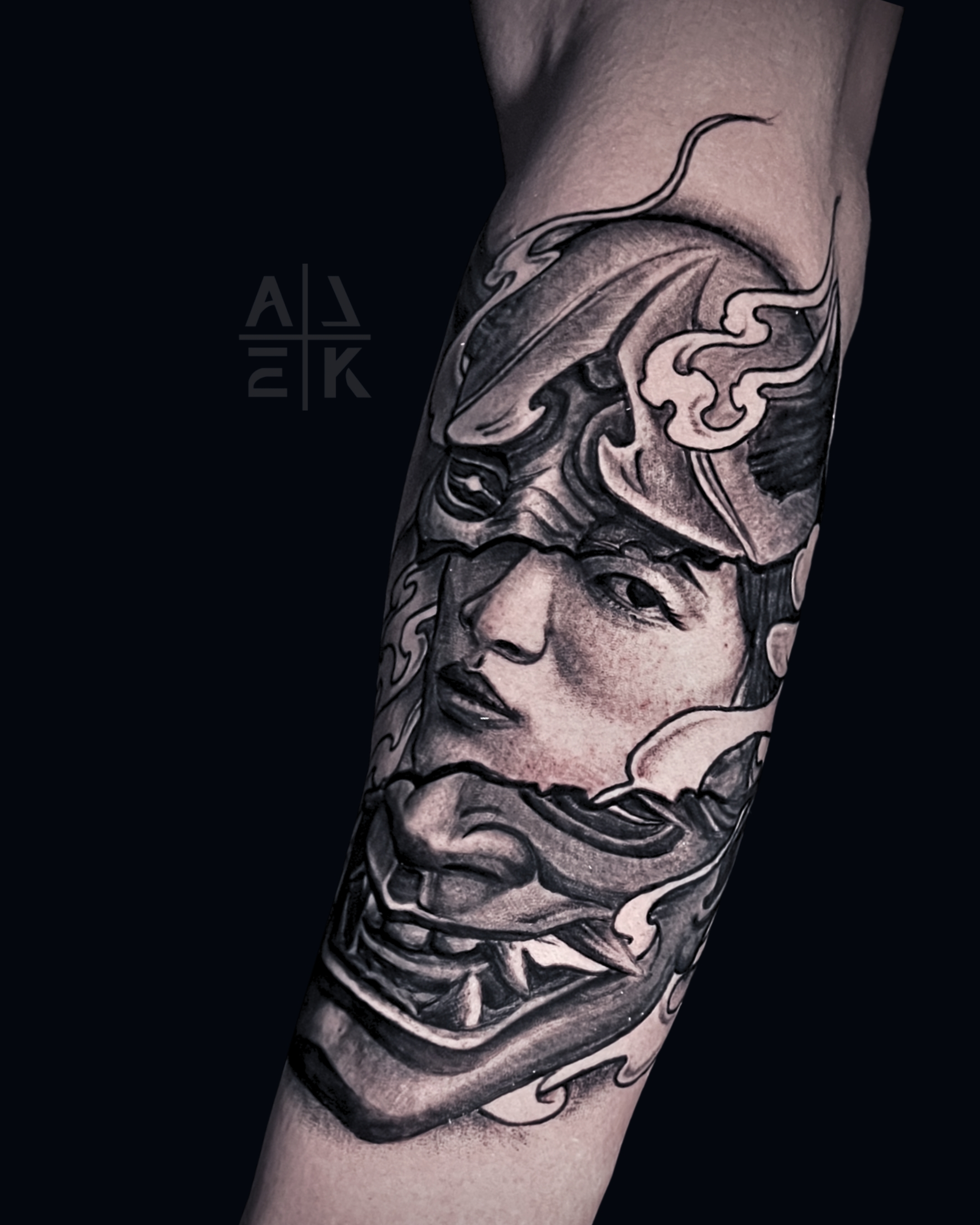 St. Michael the Archangel tattoo in black & gray realism — divine composition symbolizing protection & strength. By Alek the Saint, Oceanside, Ca