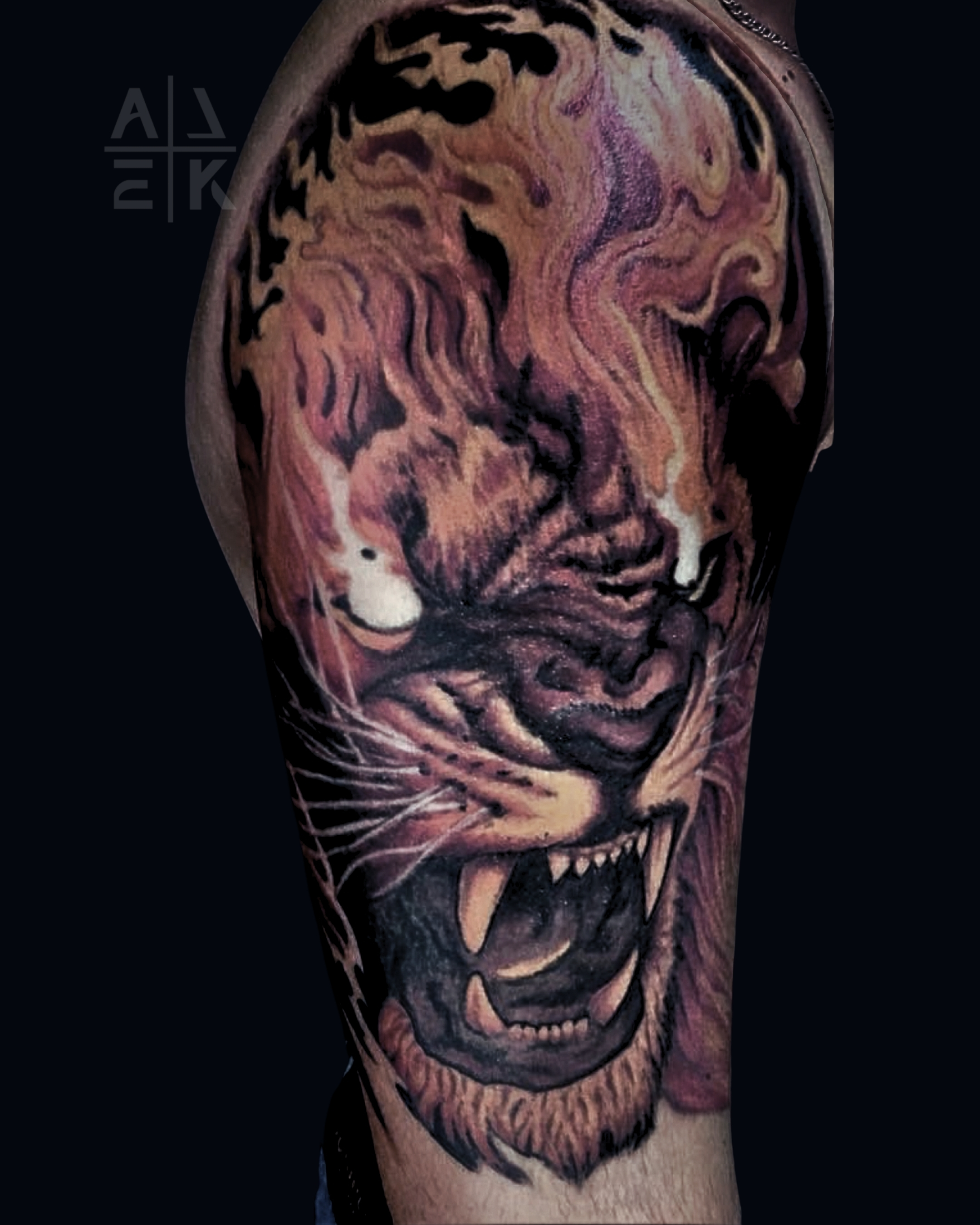 Realistic pink rose tattoo with smooth gray shading and clean edges — color realism by Alek the Saint in Oceanside, Ca