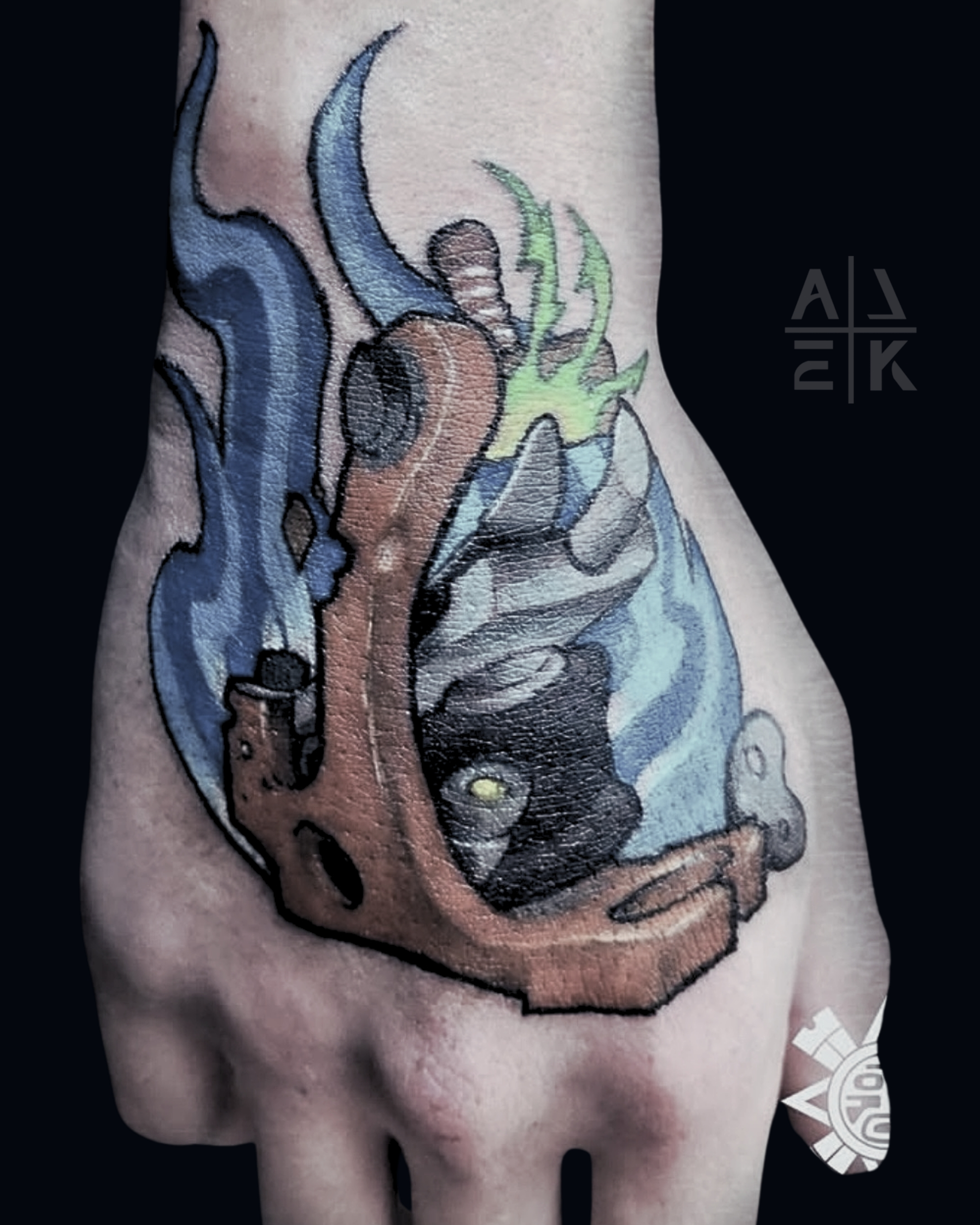 Scorpion chest tattoo in hyper-realism with red and black tones — memorial for the war in Afghanistan by Alek the Saint,Oceanside, Ca