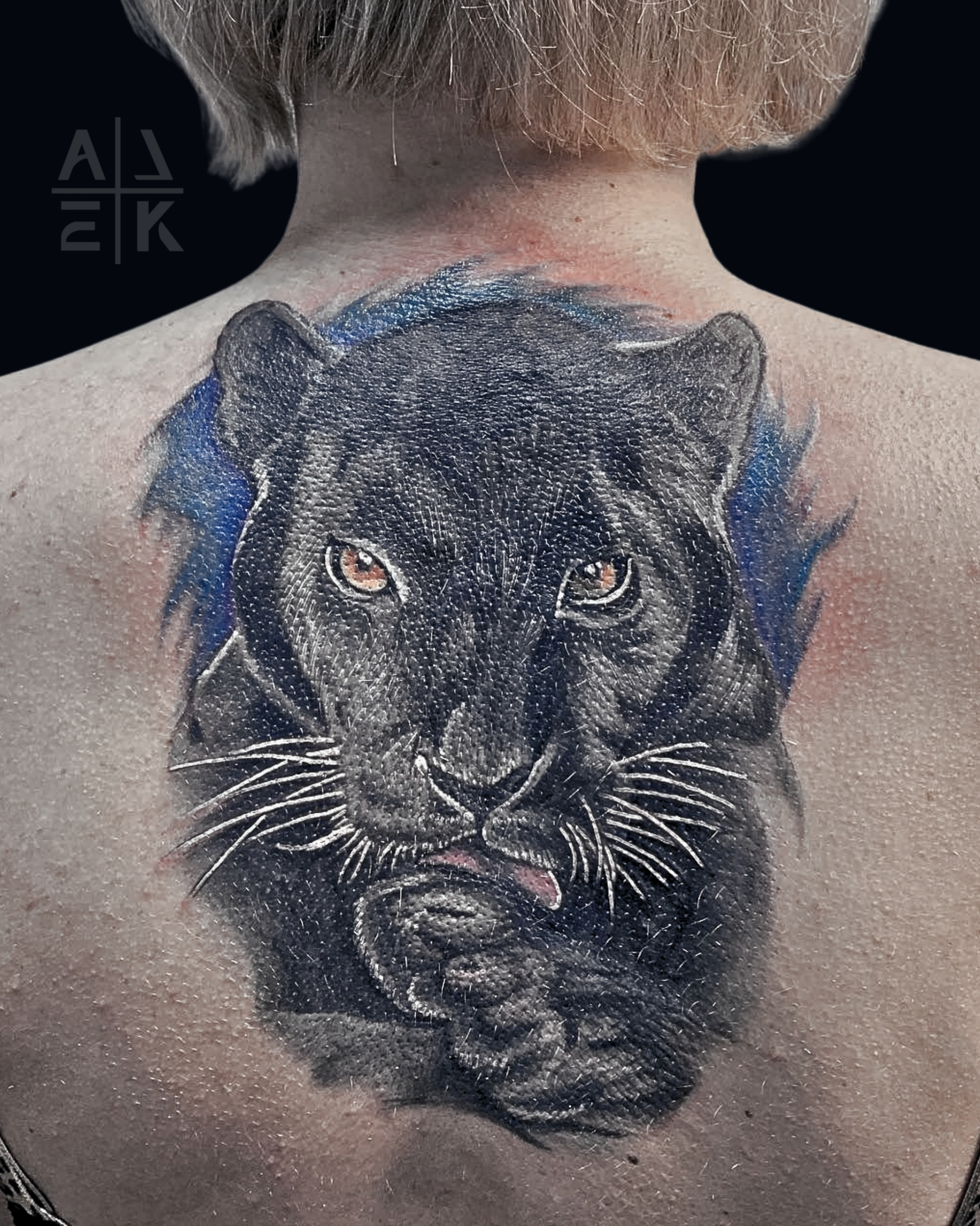 Scorpion chest tattoo in hyper-realism with red and black tones — memorial for the war in Afghanistan by Alek the Saint,Oceanside, Ca