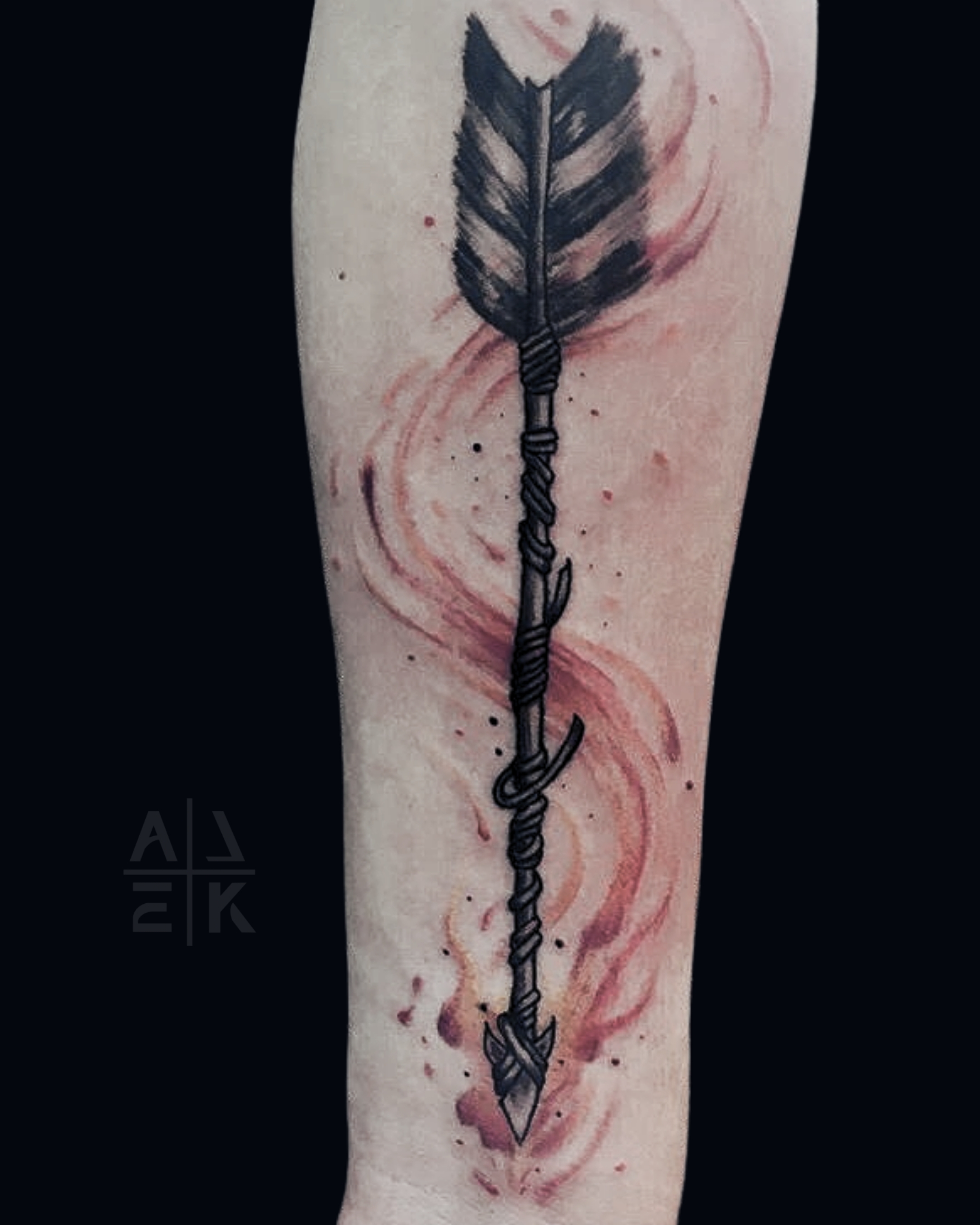 Color realism flower shoulder tattoo with bold black outlines and blackwork shading, created by Alek the Saint in Oceanside, Ca