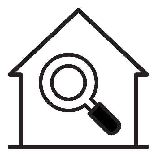 house with magnifying gass icon