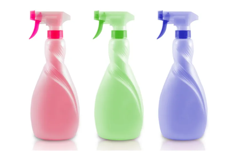 Three colorful bottles of eco-friendly cleaning solutions used by Right Now Cleaning Services in Sydney, Australia, promoting sustainable and green cleaning practices.