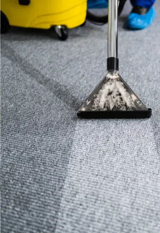 Close-up of a professional deep carpet cleaning in progress, demonstrating the thorough and effective deep cleaning services by Right Now Cleaning Services in Sydney