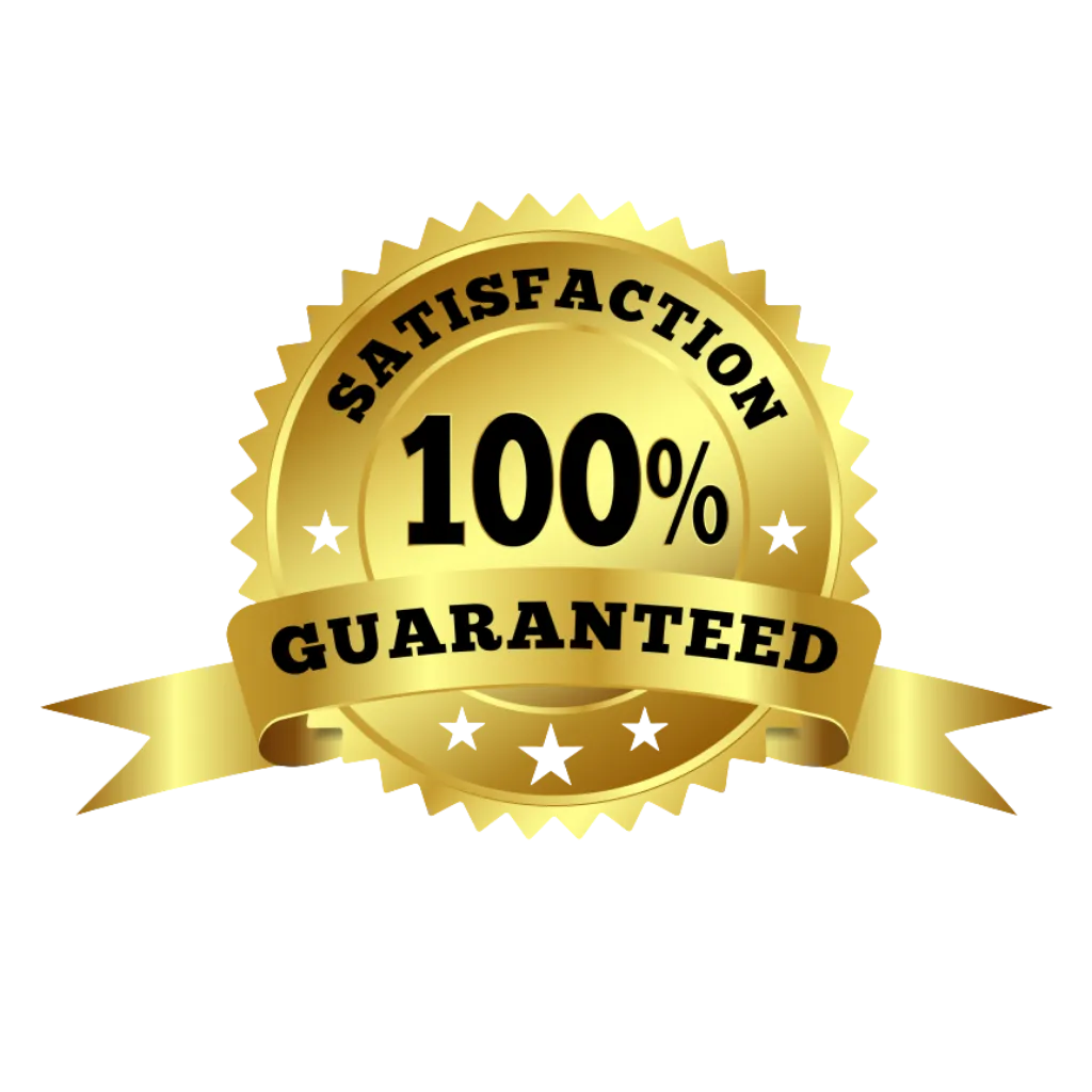 100% satisfaction guaranteed gold seal badge for real estate marketing